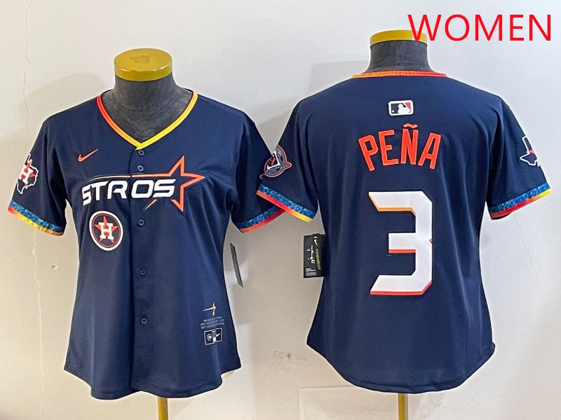 Women Houston Astros #3 Pena Drak Blue Fourth generation Joint Name 2025 Nike MLB Jersey style 5